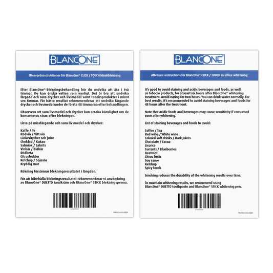 BlancOne® Eftervårdsinstruktioner för klinikblekning 50pcs